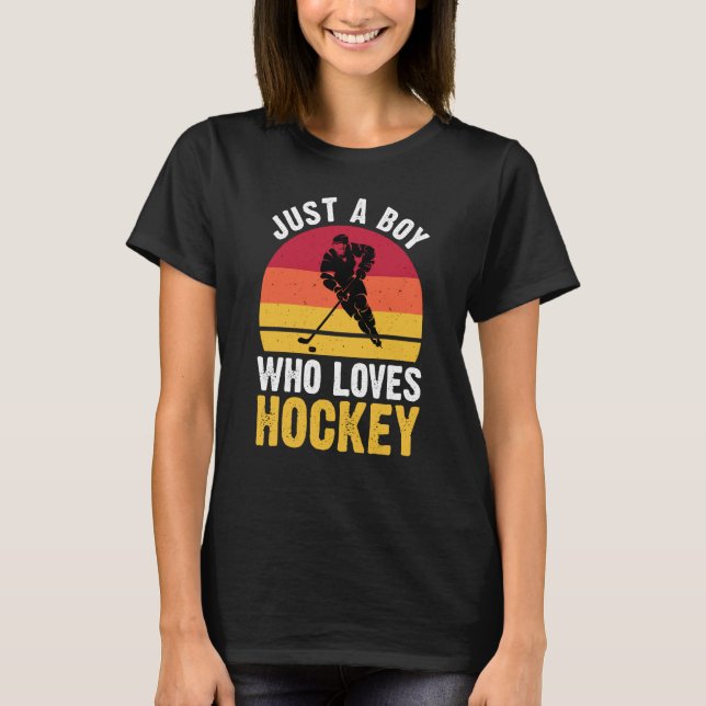 Camiseta Just A Boy Who Loves Hockey Ice Hockey Frisbee (Anverso)