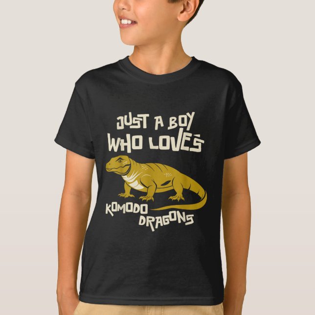 Camiseta Just A Boy Who Loves Komodo Dragons Reptile Animal (Anverso)