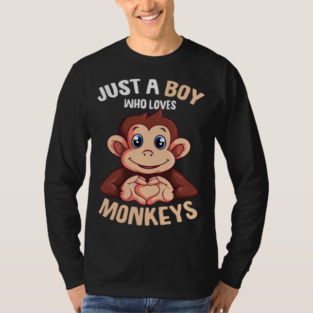 Camiseta Just A Boy Who Loves Monkeys Boys Kids Monkey (Anverso)
