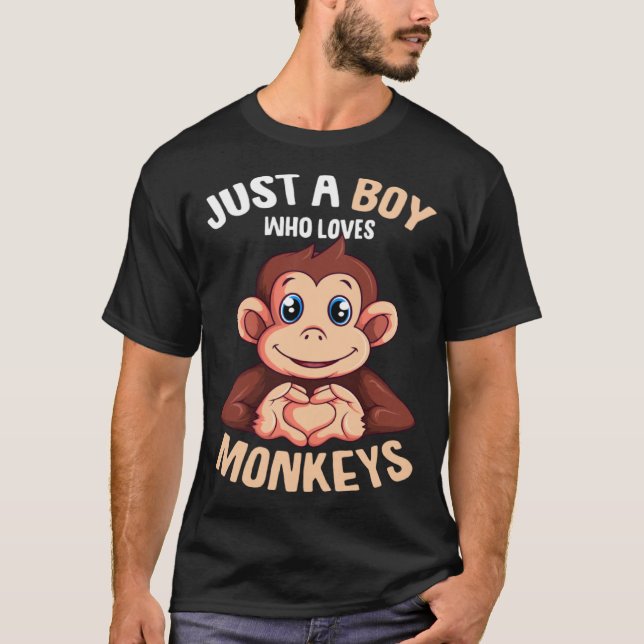 Camiseta Just A Boy Who Loves Monkeys Boys Kids Monkey (Anverso)