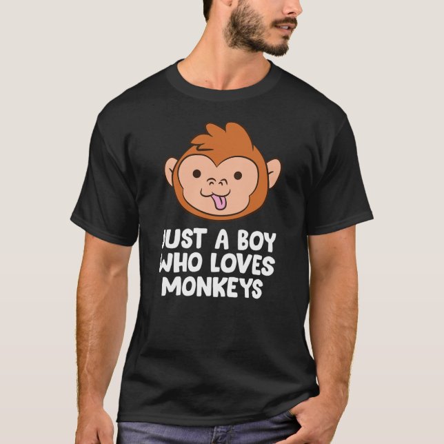 Camiseta Just a Boy Who Loves Monkeys Cute Monkey (Anverso)