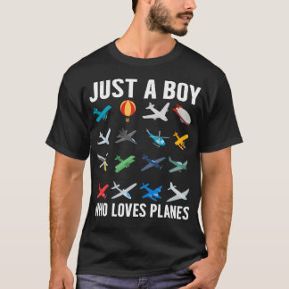 Camiseta Just A Boy Who Loves Planes Funny Airplane Lover B