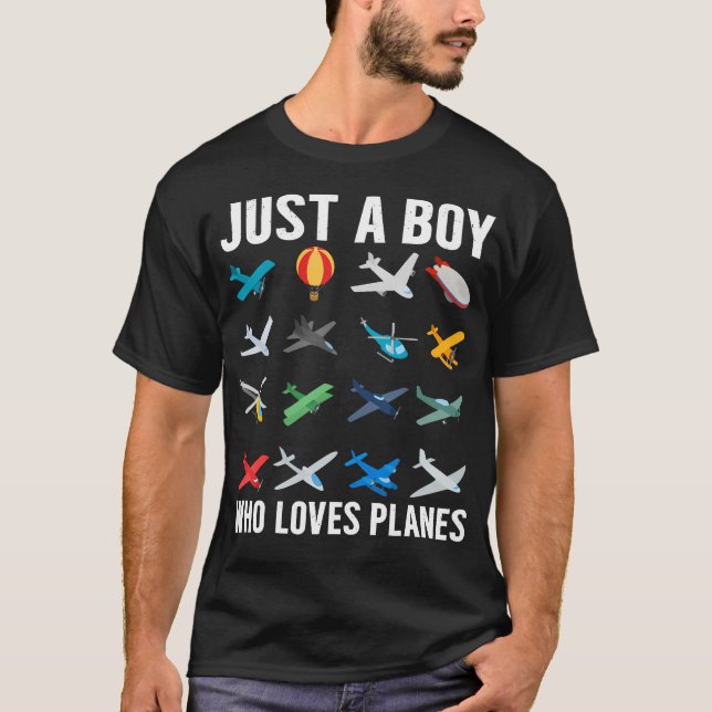 Camiseta Just A Boy Who Loves Planes Funny Airplane Lover B (Anverso)