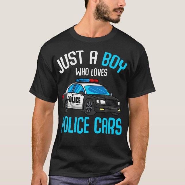 Camiseta Just A Boy Who Loves Police Cars Officer Policeman (Anverso)