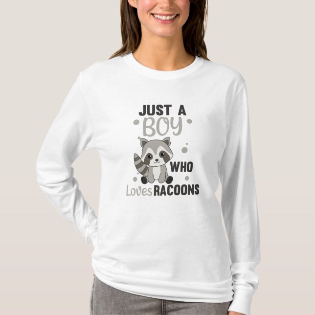 Camiseta Just A Boy Who Loves Racoons Kawaii Raccoon (Anverso)