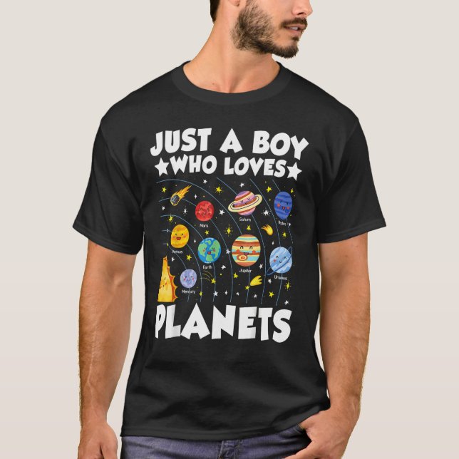Camiseta Just A Boy Who Loves System Space Science Geek Pla (Anverso)