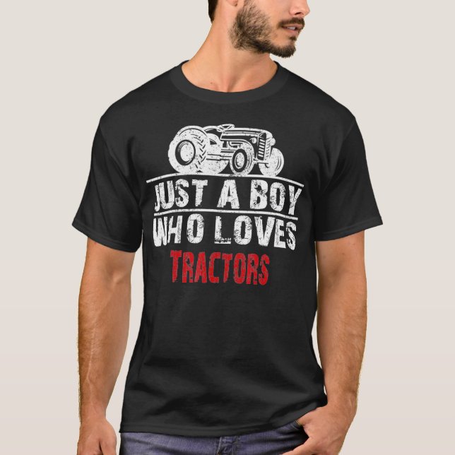 Camiseta Just A Boy Who Loves Tractors Farming Future Tract (Anverso)