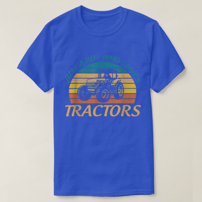 Camiseta Just A Boy Who Loves Tractors, tractor boy farmer  (Diseño del anverso)