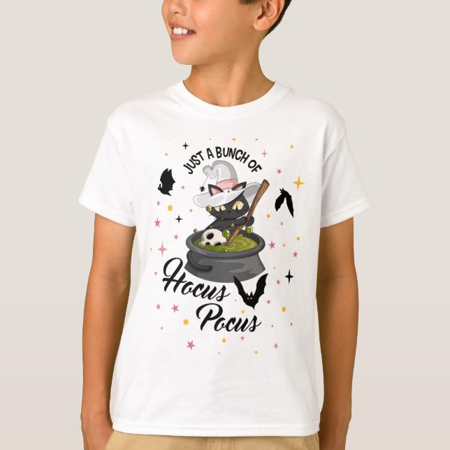 Camiseta Just a Bunch of Hocus Pocus Witch Cat Graphic (Anverso)