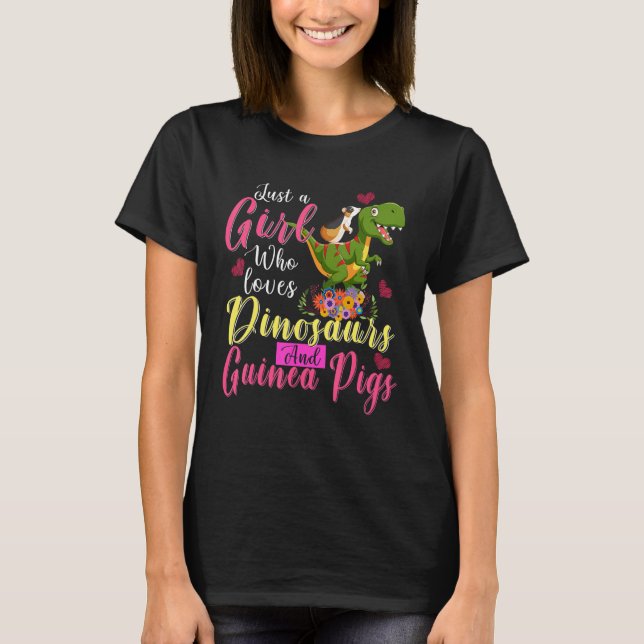 Camiseta Just A Girl Loves Dinosaurs And Guinea Pigs Riding (Anverso)