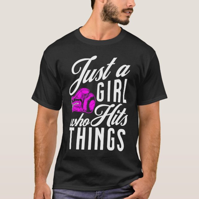 Camiseta Just A Girl Who Hits Things   Boxing  1 (Anverso)