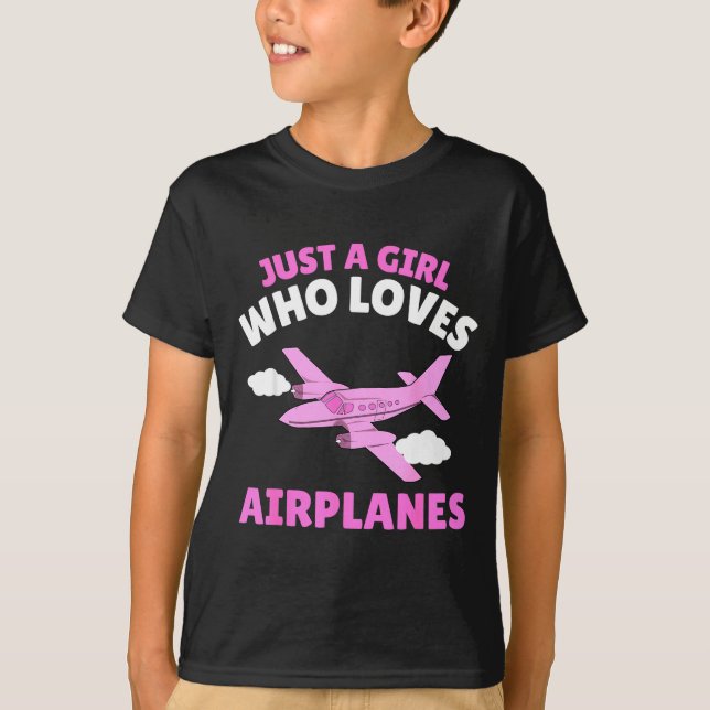 Camiseta Just A Girl Who Loves Airplanes Kids Toddler Baby  (Anverso)