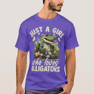 Camiseta Just A Girl Who Loves Alligator Aesthetic Flower W