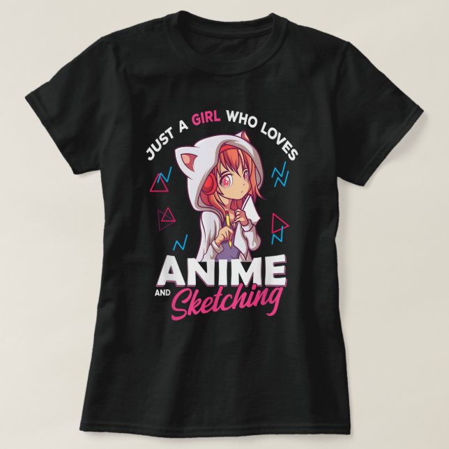 Camiseta Just a Girl Who Loves Anime and Drawing (Diseño del anverso)