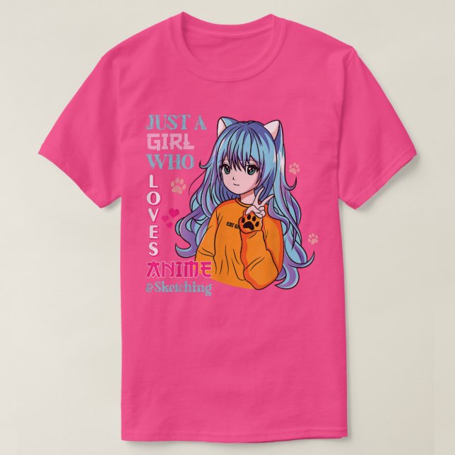 Camiseta Just A Girl Who Loves Anime and Sketching Otaku An (Diseño del anverso)