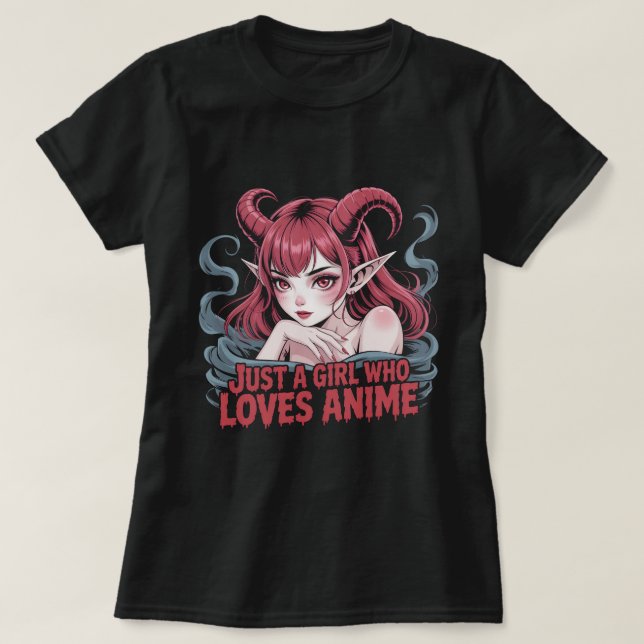 Camiseta Just A Girl Who Loves Anime Demon Girl Gothic Waif (Diseño del anverso)