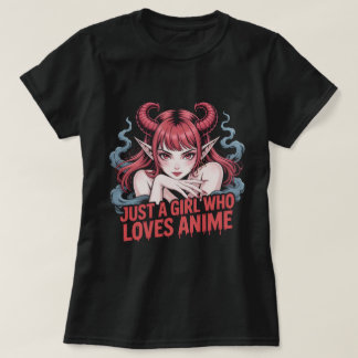 Camiseta Just A Girl Who Loves Anime Demon Girl T-Shirt, Ma