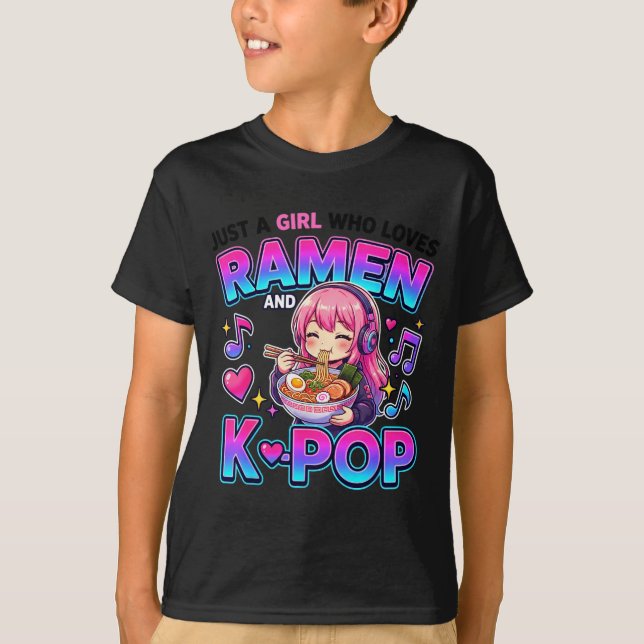 Camiseta Just A Girl Who Loves Anime Ramen And K-p  (Anverso)