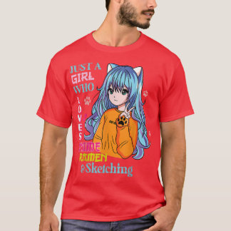 Camiseta Just A Girl Who Loves Anime Ramen And Sketching Te