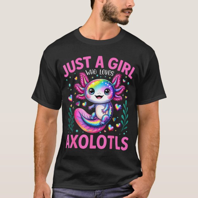 Camiseta Just A Girl Who Loves Axolotls Kawaii Kids Girls  (Anverso)
