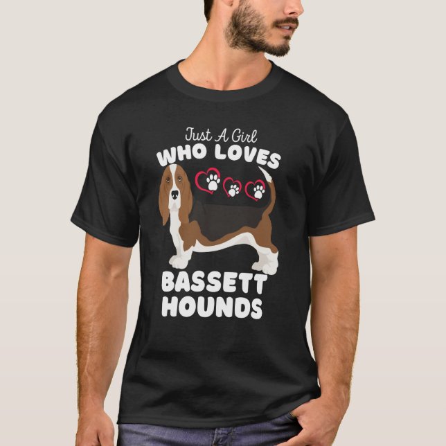Camiseta Just A Girl Who Loves Bassett Hounds Cute Hound Ki (Anverso)