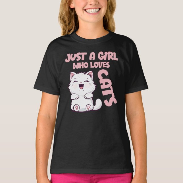 Camiseta Just A Girl Who Loves Cats  (Anverso)