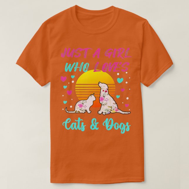Camiseta Just a Girl who Loves Cats and Dogs t Gift for wom (Diseño del anverso)