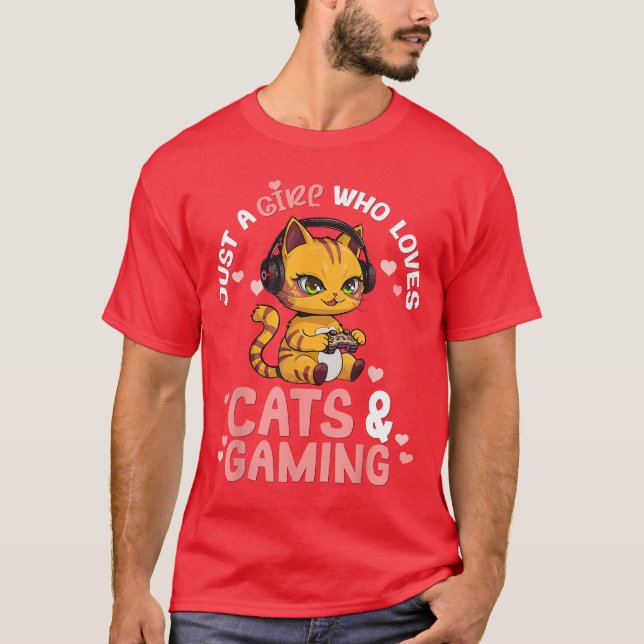 Camiseta Just A Girl Who Loves Cats and Gamingee Cute Gamer (Anverso)