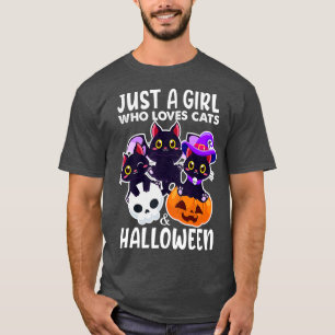 Camiseta Just A Girl Who Loves Cats And Halloween Witch