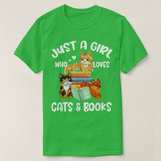 Camiseta Just A Girl Who Loves Cats & Books723 (Diseño del anverso)