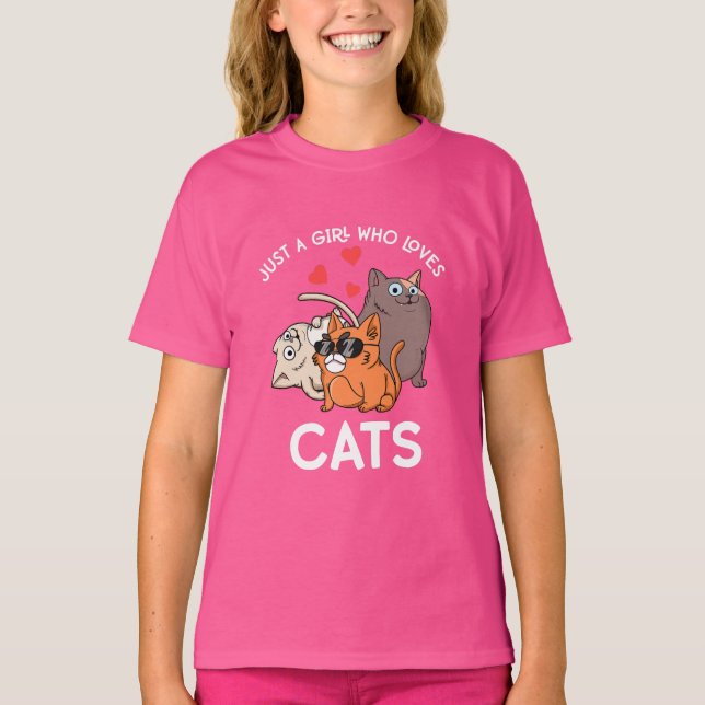 Camiseta Just A Girl Who Loves Cats Kids Women Cat (Anverso)
