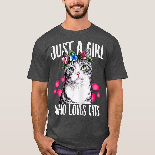 Camiseta Just A Girl Who Loves Cats Lover Dad Mom Boy (Anverso)