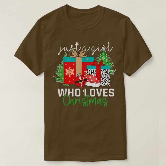 Camiseta Just a Girl Who Loves Christmas Xmas Holiday Pajam (Diseño del anverso)