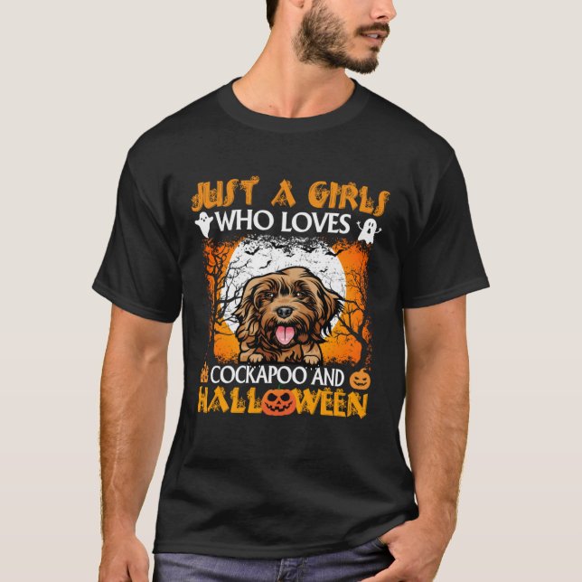 Camiseta Just A Girl Who Loves Cockapoo And Halloween (Anverso)