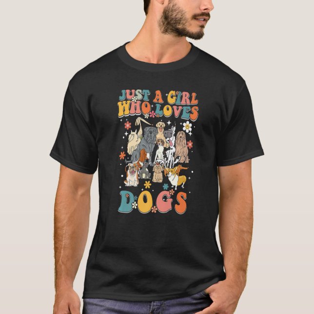 Camiseta Just A Girl Who Loves Dogs Retro Groovy Dog Christ (Anverso)