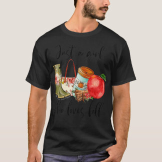 Camiseta Just A Girl Who Loves Fall Autumn Pumpkin Hallowee