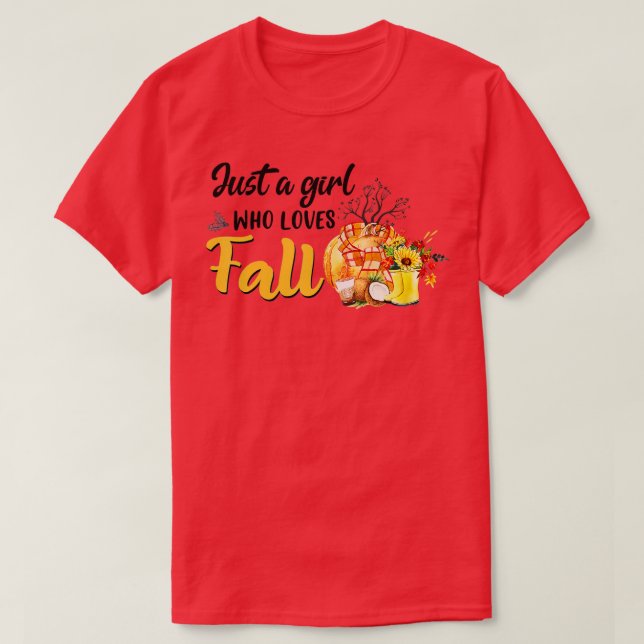 Camiseta Just a Girl Who Loves Fall Autumn Pumpkin Spice La (Diseño del anverso)