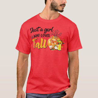 Camiseta Just a Girl Who Loves Fall Autumn Pumpkin Spice La