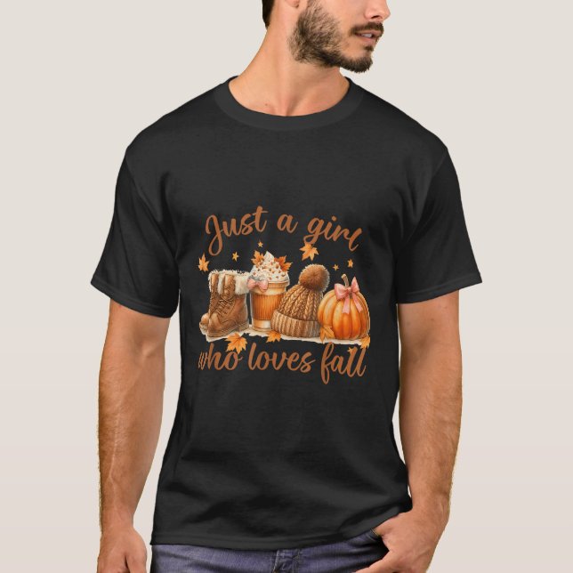 Camiseta Just A Girl Who Loves Fall Pumpkin Cozy Autumn Wom (Anverso)