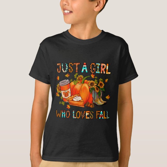 Camiseta Just A Girl Who Loves Fall Pumpkin Cozy Thanksgivi (Anverso)