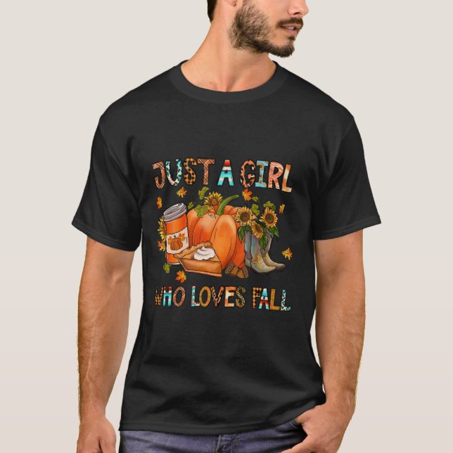 Camiseta Just A Girl Who Loves Fall Pumpkin Cozy Thanksgivi (Anverso)
