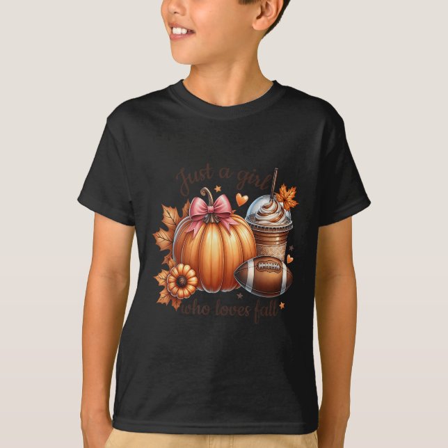 Camiseta Just A Girl Who Loves Fall Pumpkin Football Cozy A (Anverso)