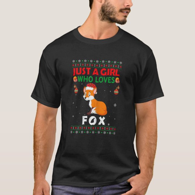 Camiseta Just A Girl Who Loves Fox Matching Christmas Pajam (Anverso)