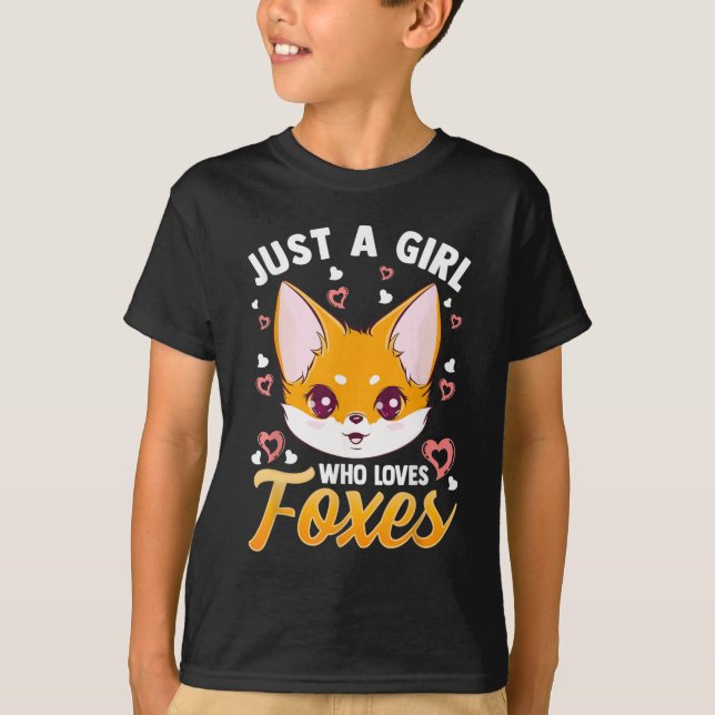 Camiseta Just A Girl Who Loves Foxes Kids Girls Cute Fox (Anverso)