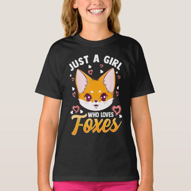 Camiseta Just A Girl Who Loves Foxes Kids Girls Cute Fox (Anverso)