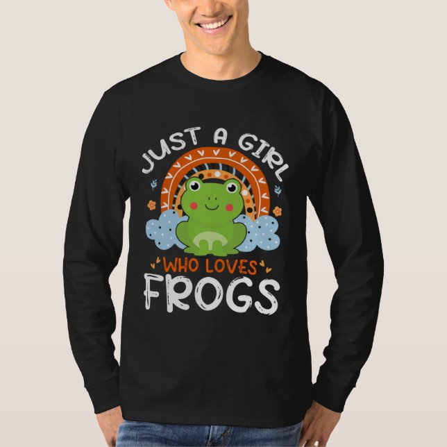 Camiseta Just A Girl Who Loves Frogs Cute Frog Flowers Rain (Anverso)