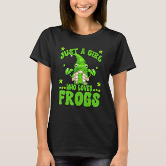 Camiseta Just A Girl Who Loves Frogs Funny Gnome Graphic Fo