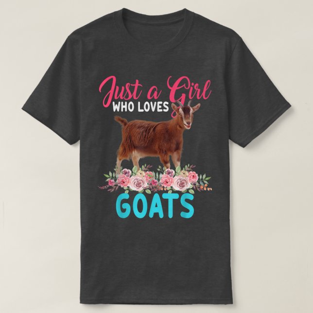 Camiseta Just A Girl Who Loves Goats Floral Flower Goat Far (Diseño del anverso)