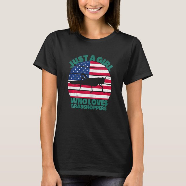 Camiseta Just A Girl Who Loves Grasshopers American Flag Di (Anverso)