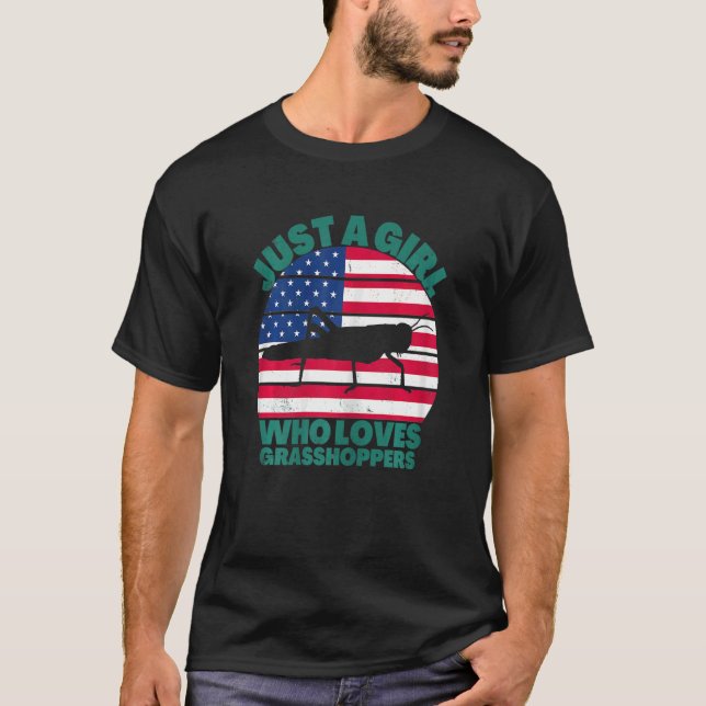 Camiseta Just A Girl Who Loves Grasshopers American Flag Di (Anverso)